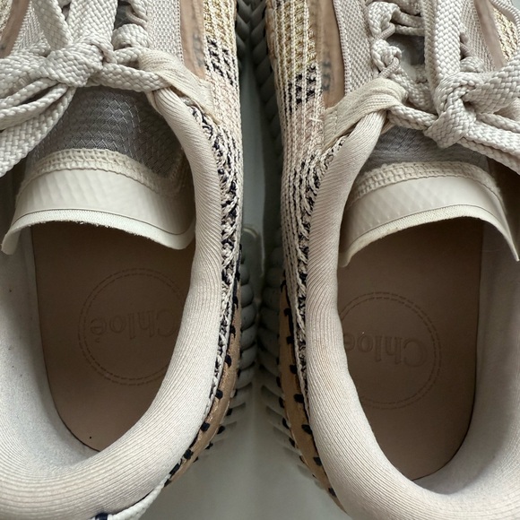 Chloé Nama embroidered Biscotti Beige sneakers. Size 8.5 EU 39. - Picture 7 of 9